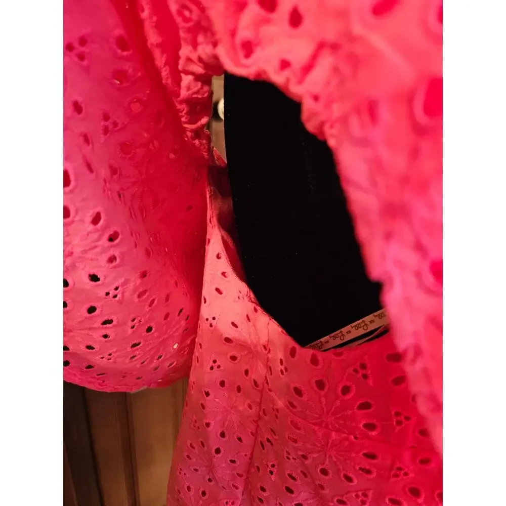 Lilly Pulitzer Trixie Eyelet Ruffle Top Bright Pink Berry NEW $138 Sz S - Picture 2 of 14